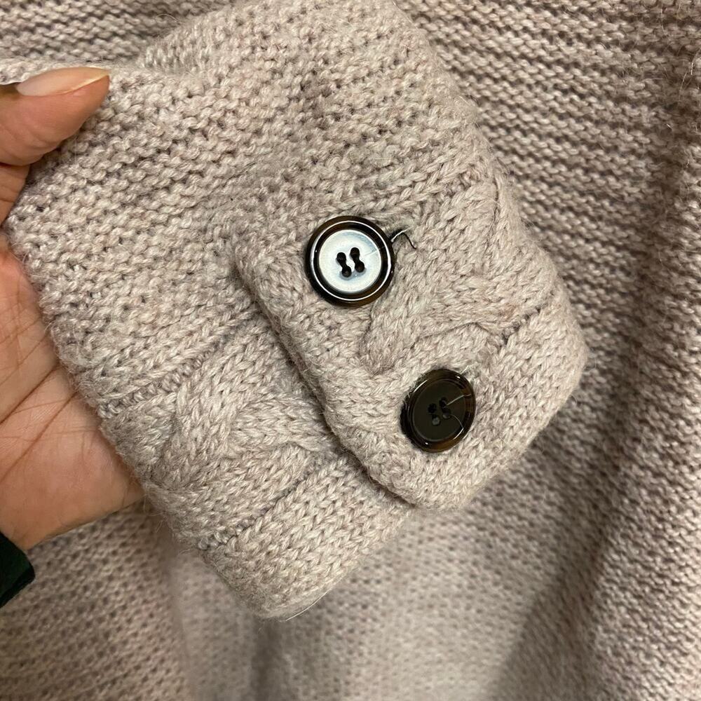 Zara Tan Alpaca Blend Knit Cardigan Collared Button Front Size M - Picture 4 of 7